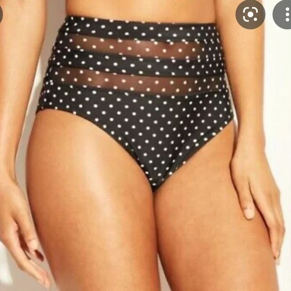 Shade & Shore high waisted vented polka dot black & white‎ 2 piece swim suit EUC - Picture 7 of 9
